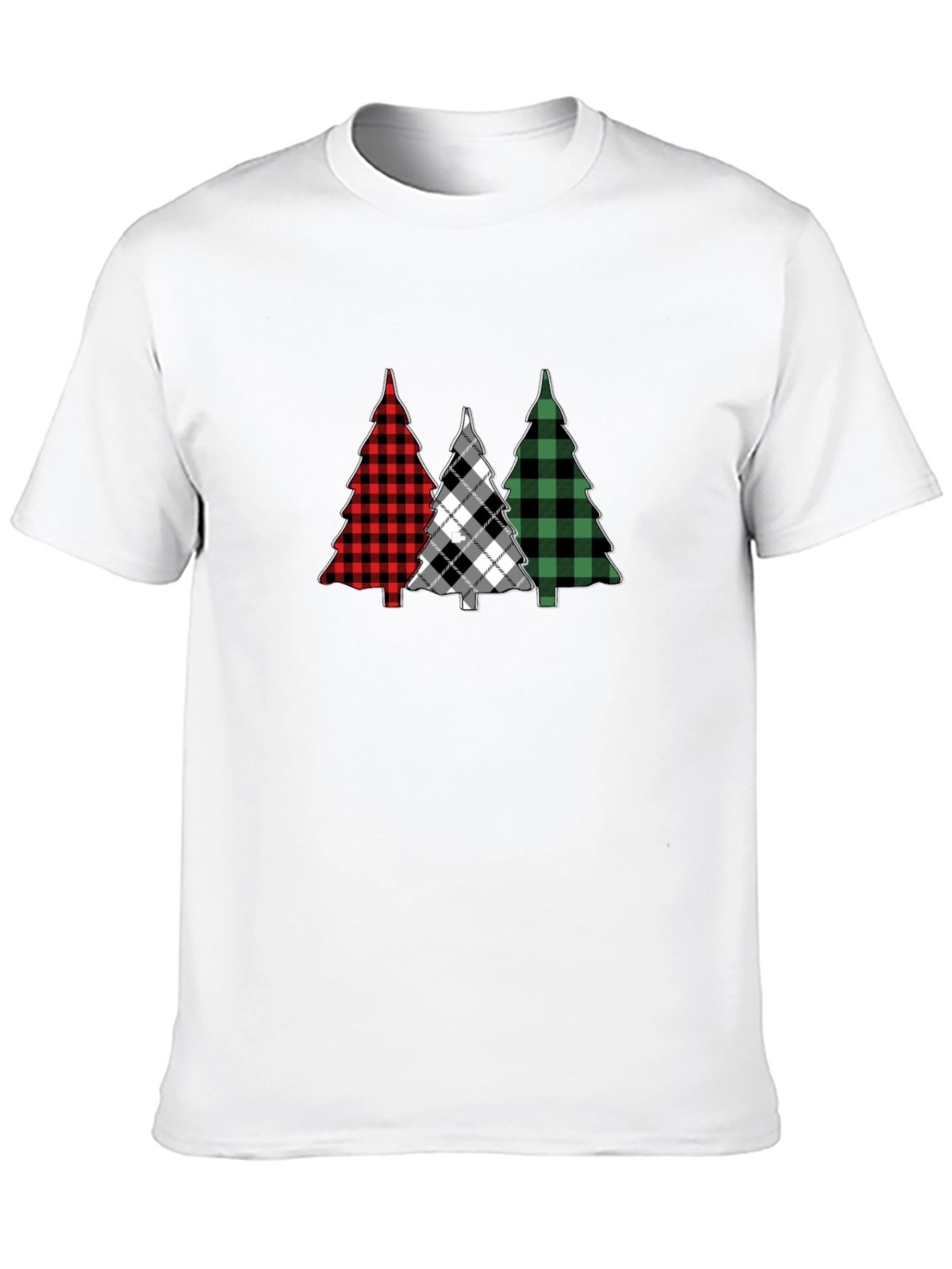 Plaid Christmas Tree Graphic Tee - Holiday Style