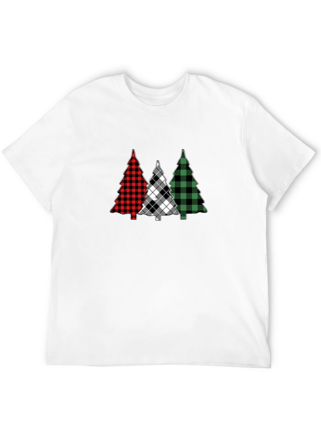 Plaid Christmas Tree Graphic Tee - Holiday Style