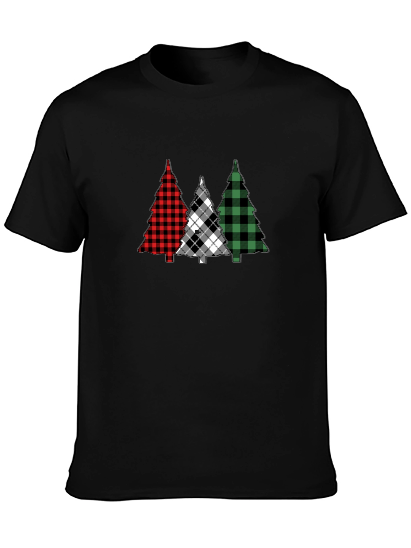 Plaid Christmas Tree Graphic Tee - Holiday Style