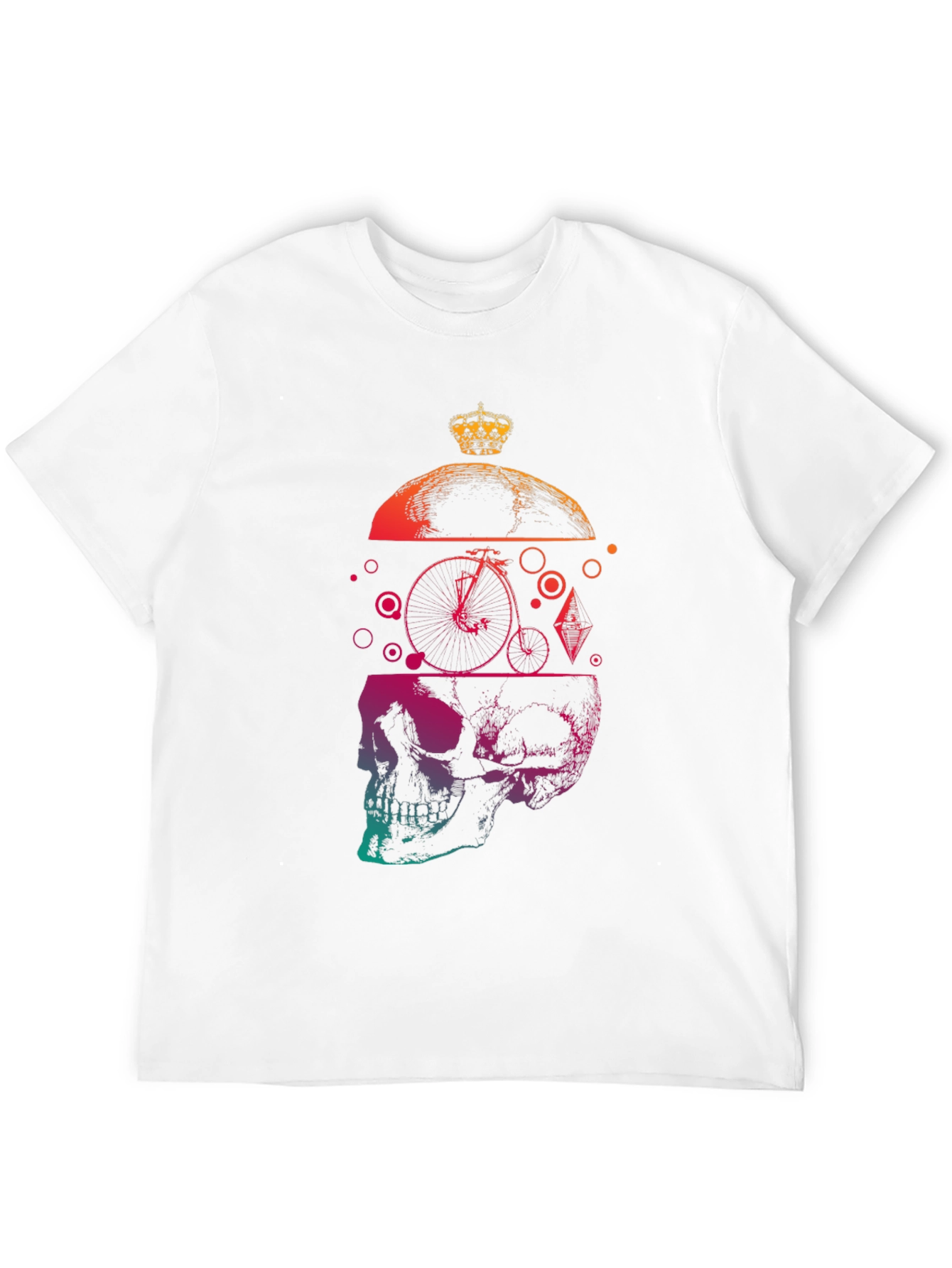 Skull & Crown Graphic Tee - Unique Gradient Design