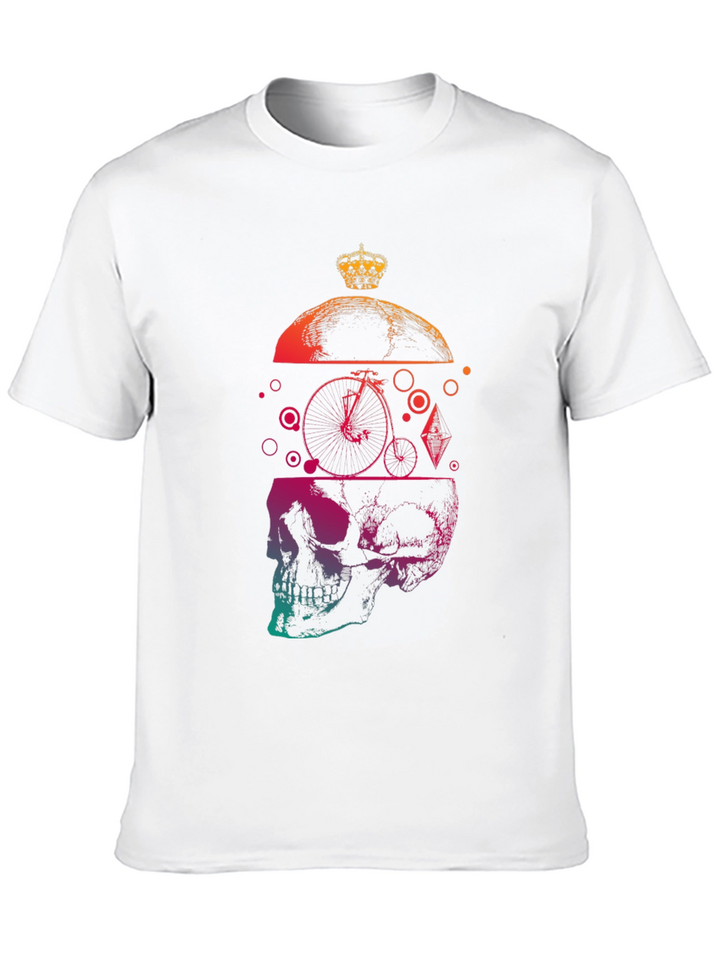 Skull & Crown Graphic Tee - Unique Gradient Design