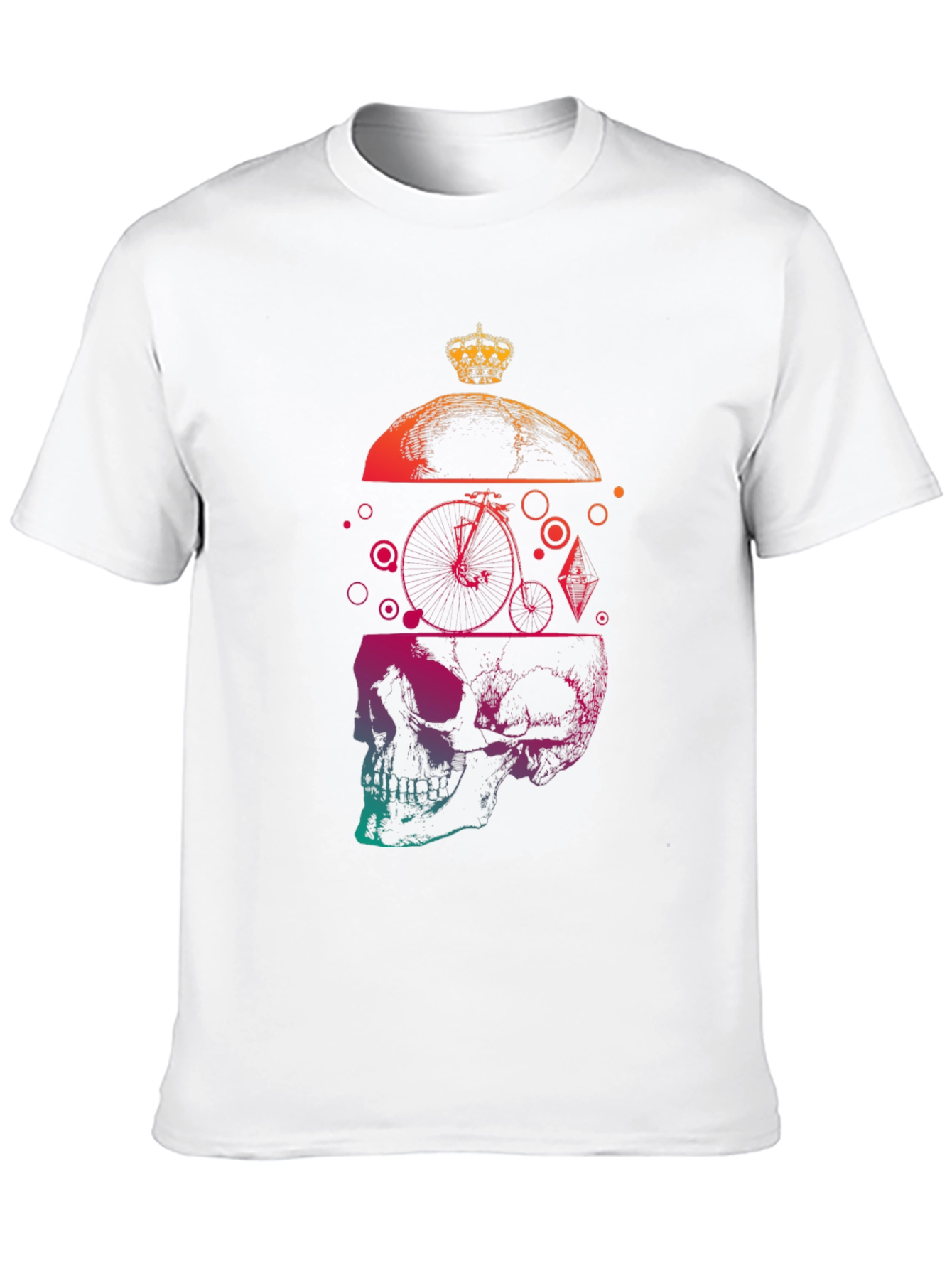 Skull & Crown Graphic Tee - Unique Gradient Design