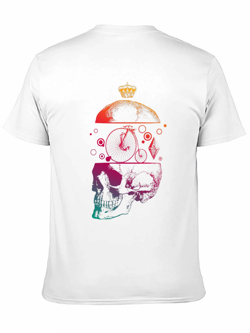 Skull & Crown Graphic Tee - Unique Gradient Design