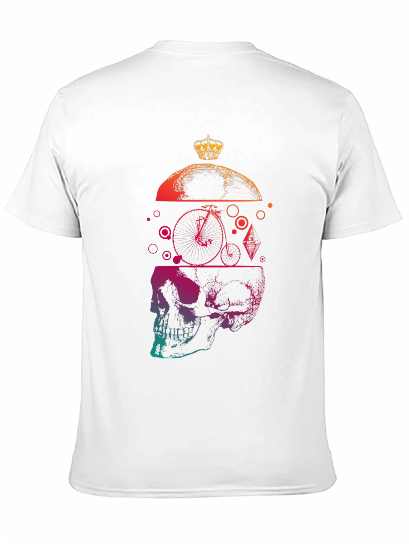 Skull & Crown Graphic Tee - Unique Gradient Design