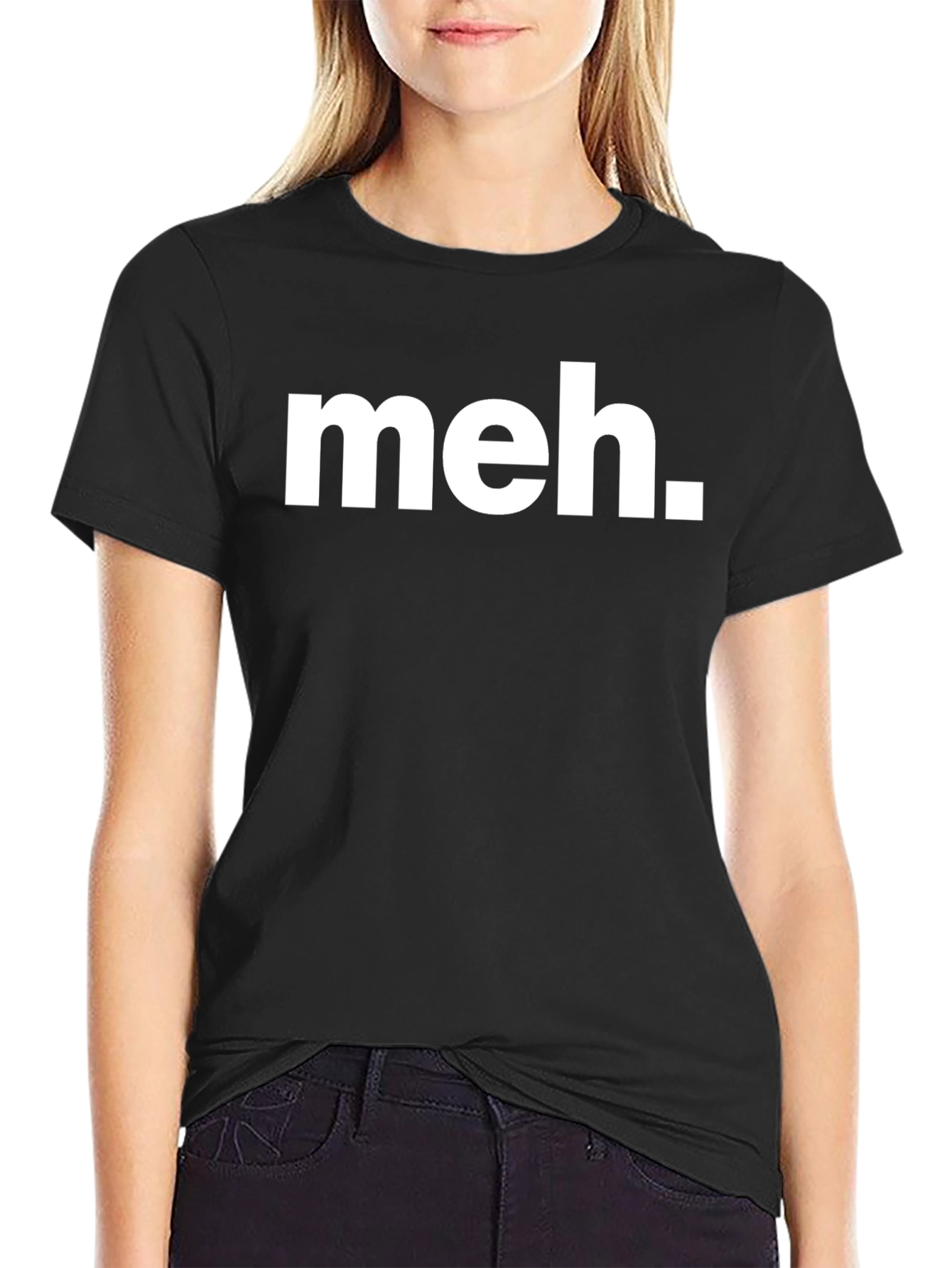 Meh T-Shirt - Black Crew Neck Tee