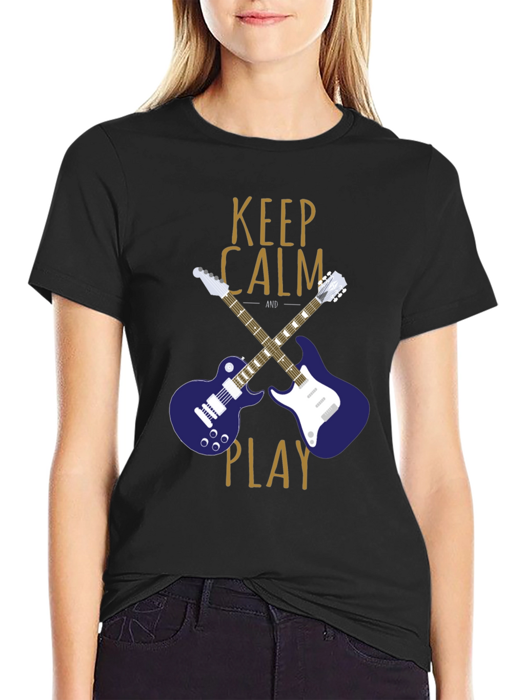 Keep Calm and Play Guitar Graphic T-Shirt