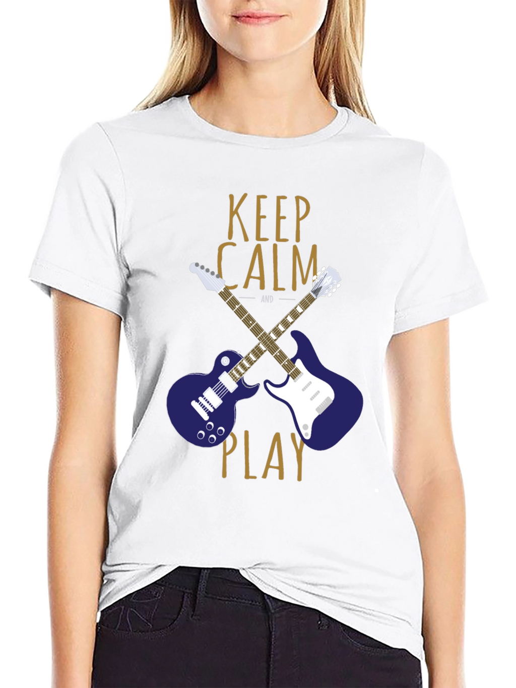 Keep Calm and Play Guitar Graphic T-Shirt