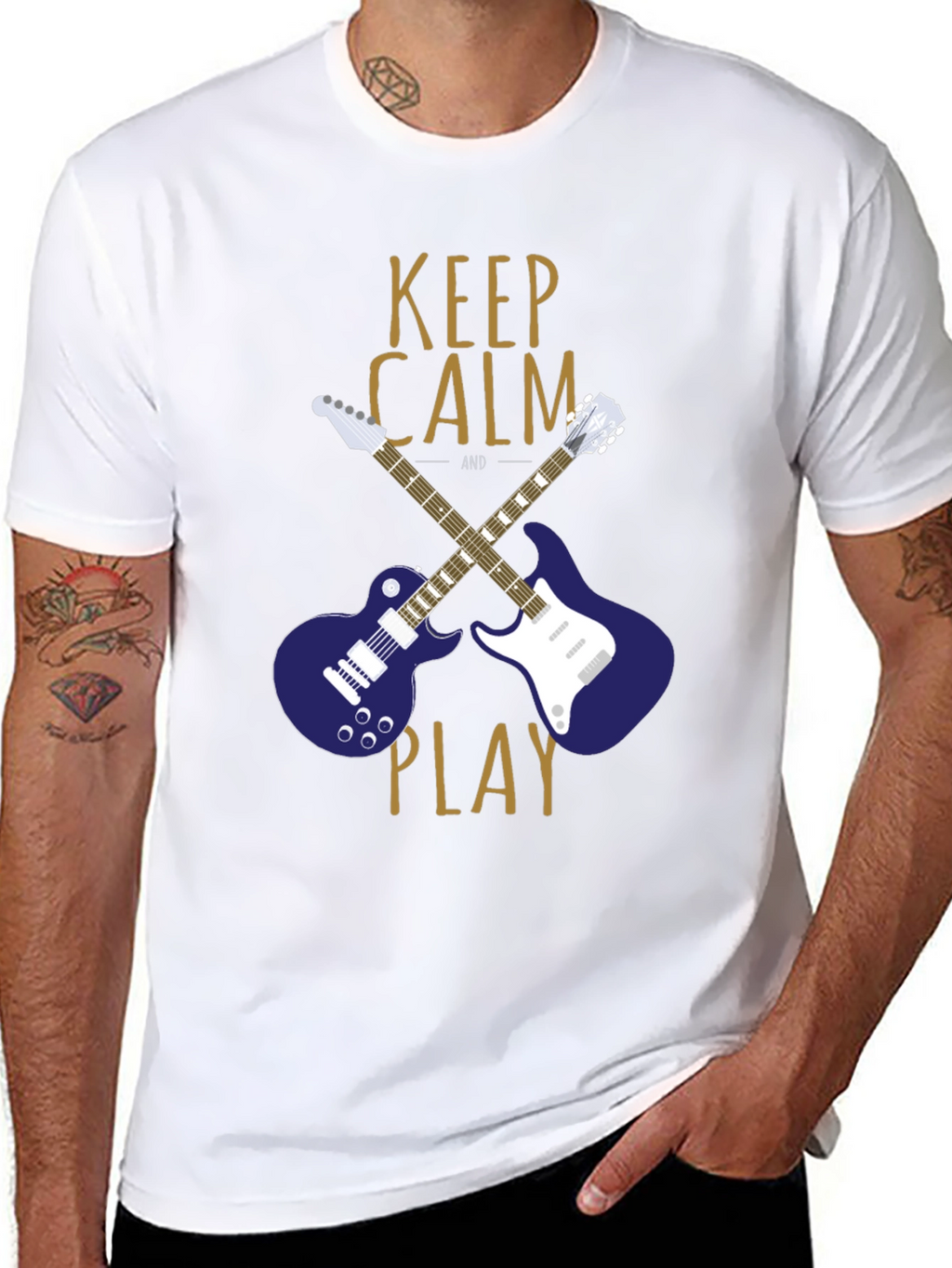 Keep Calm and Play Guitar Graphic T-Shirt