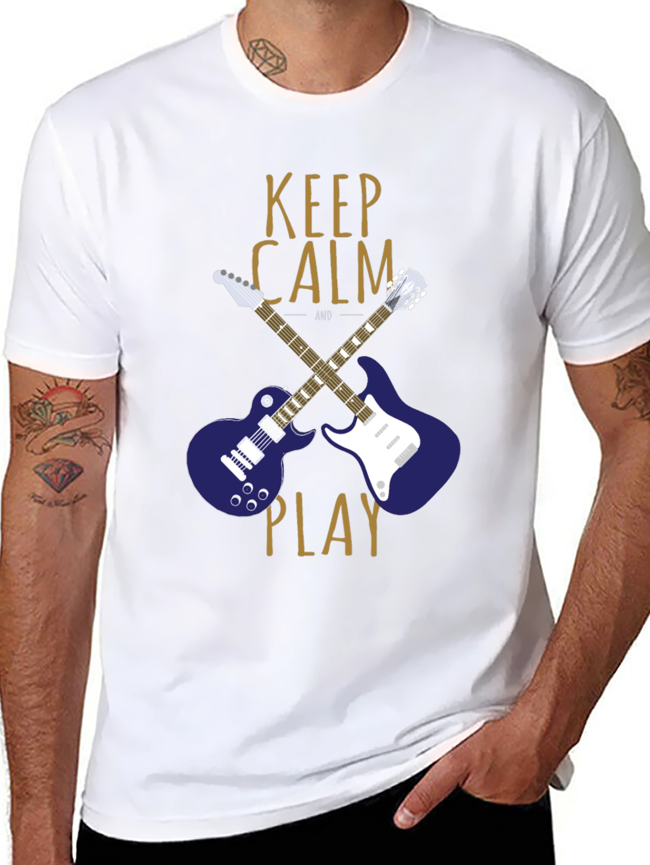 Keep Calm and Play Guitar Graphic T-Shirt