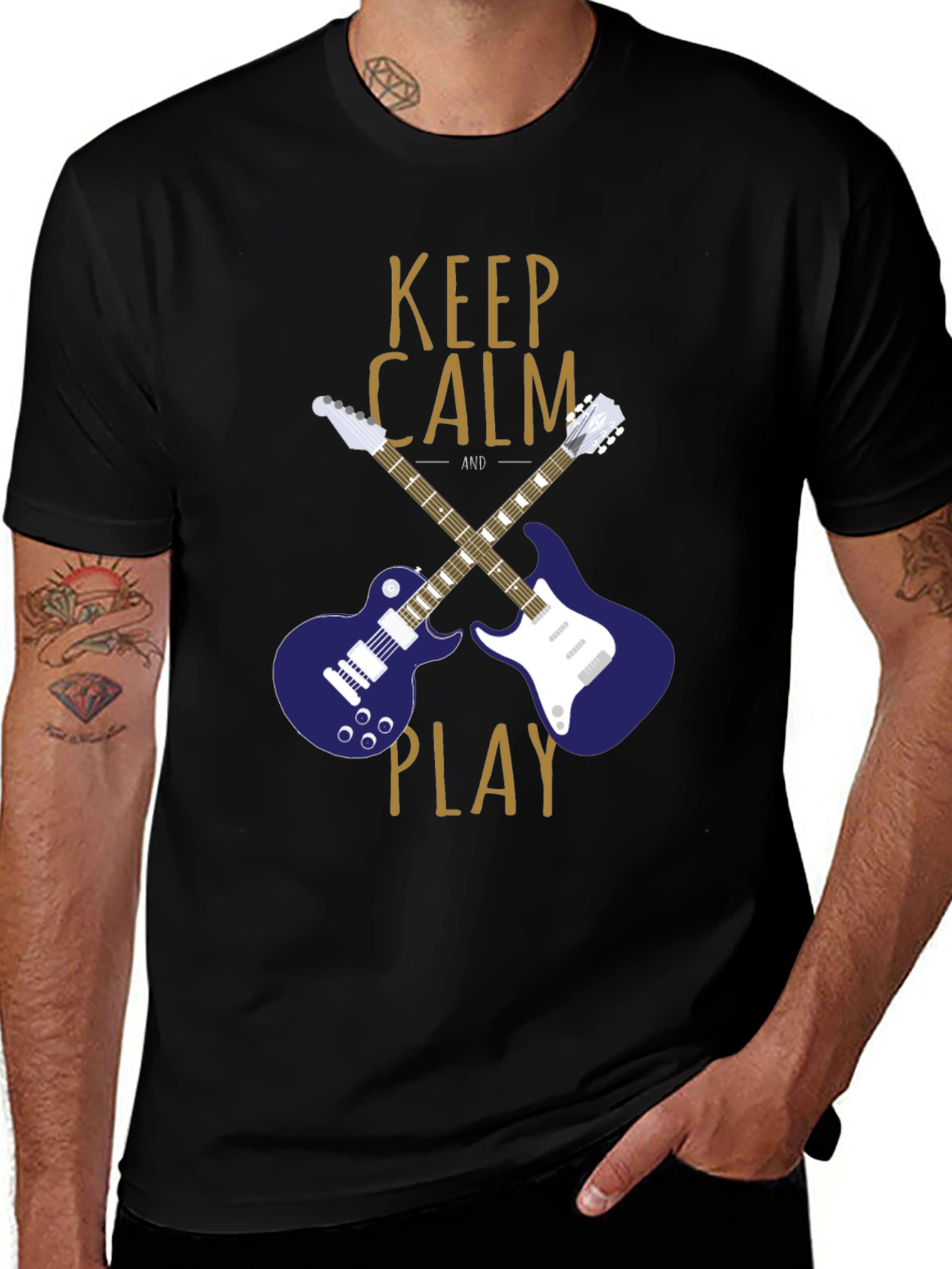 Keep Calm and Play Guitar Graphic T-Shirt