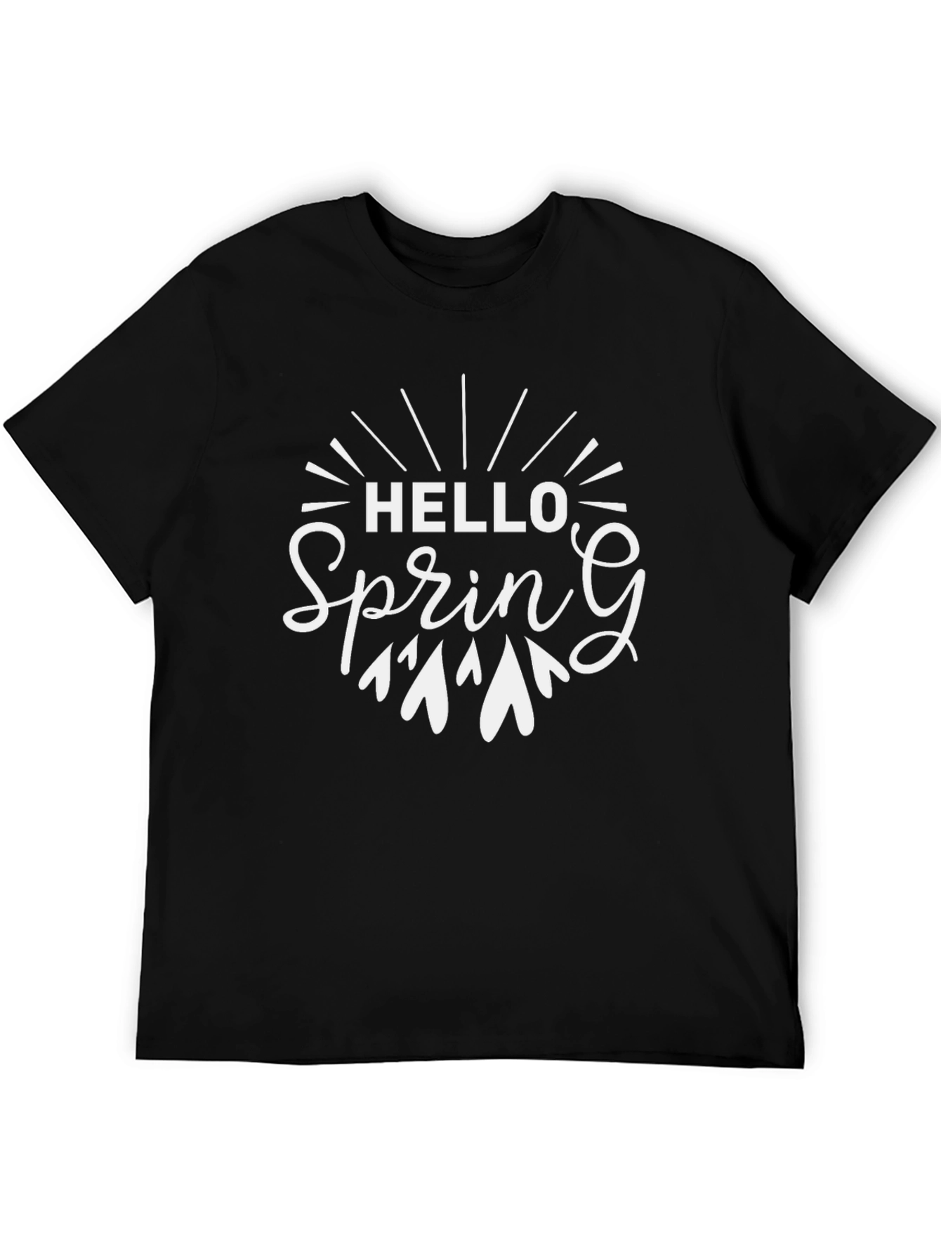 Hello Spring Black Graphic Tee