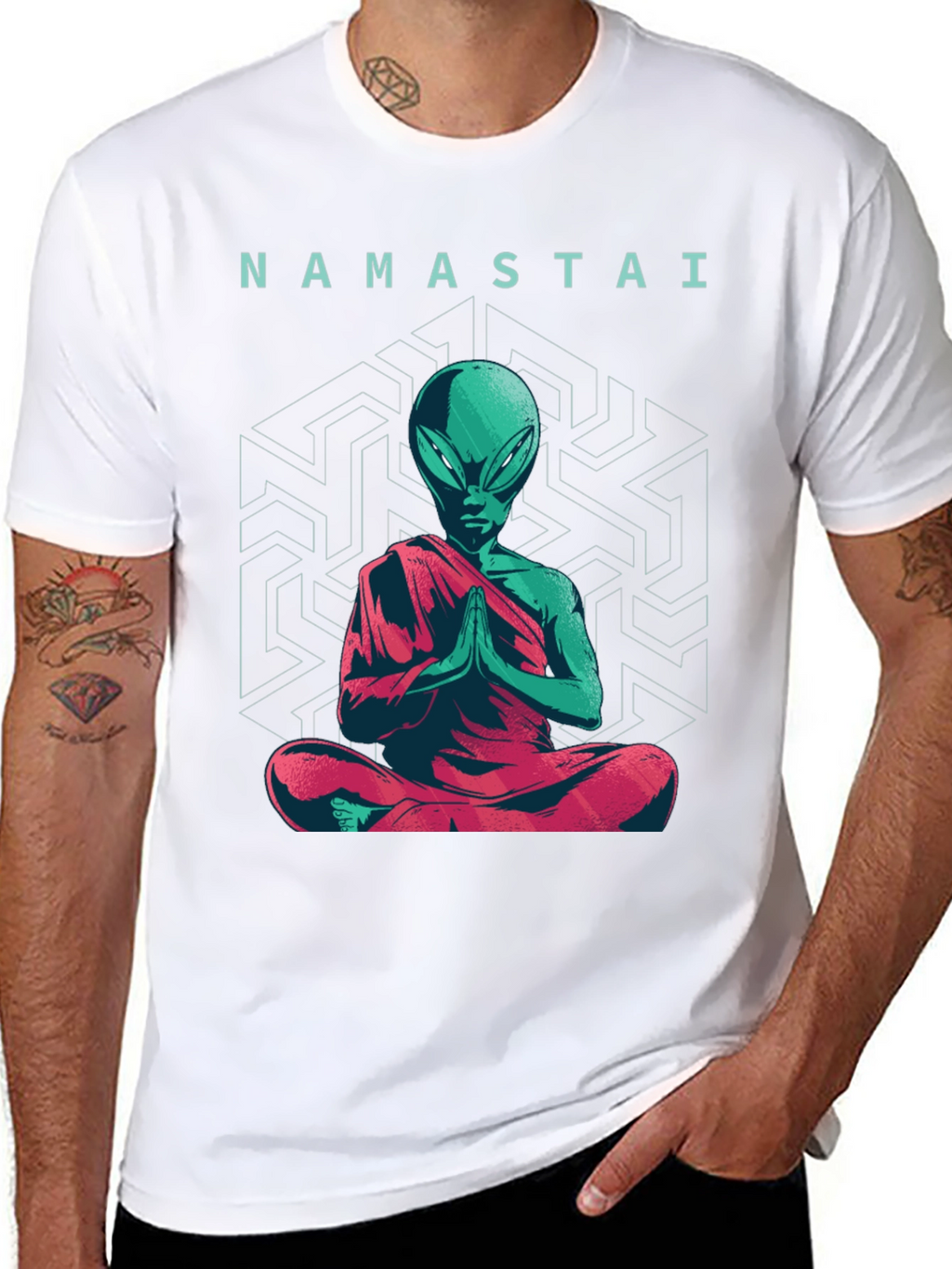Namastai Alien Meditation T-Shirt - Sci-Fi Spiritual Tee