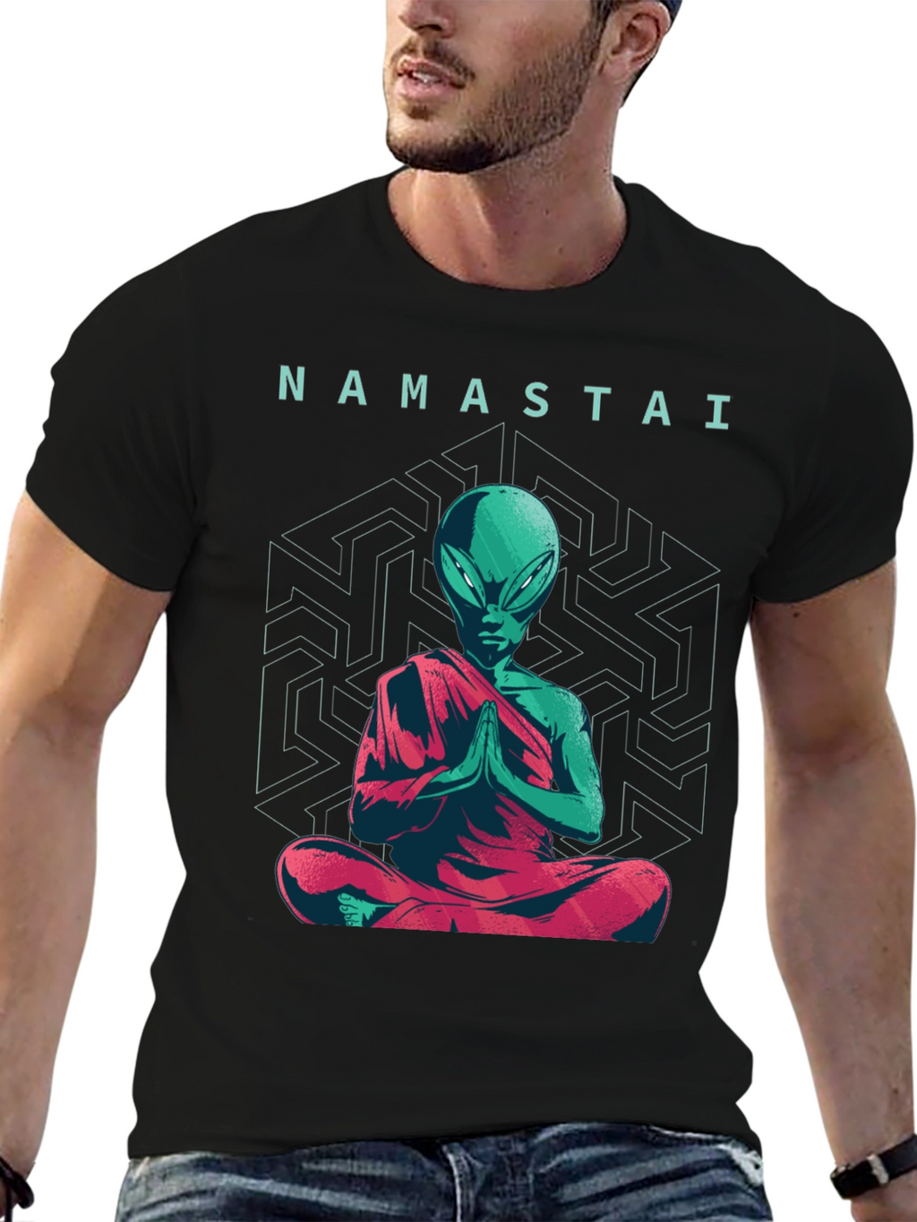 Namastai Alien Meditation T-Shirt - Sci-Fi Spiritual Tee