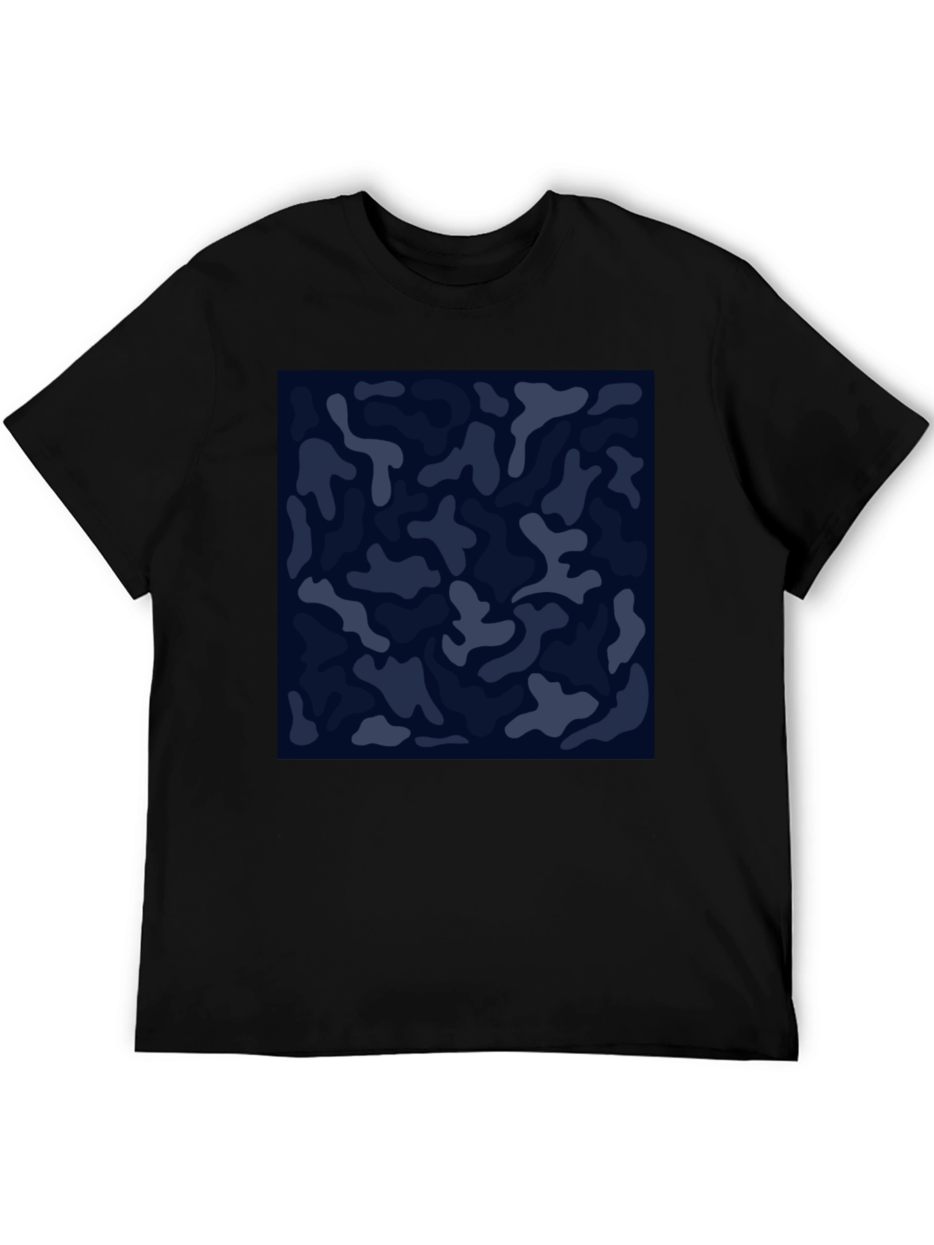 Mens Camo Print Black Crew Neck T-Shirt