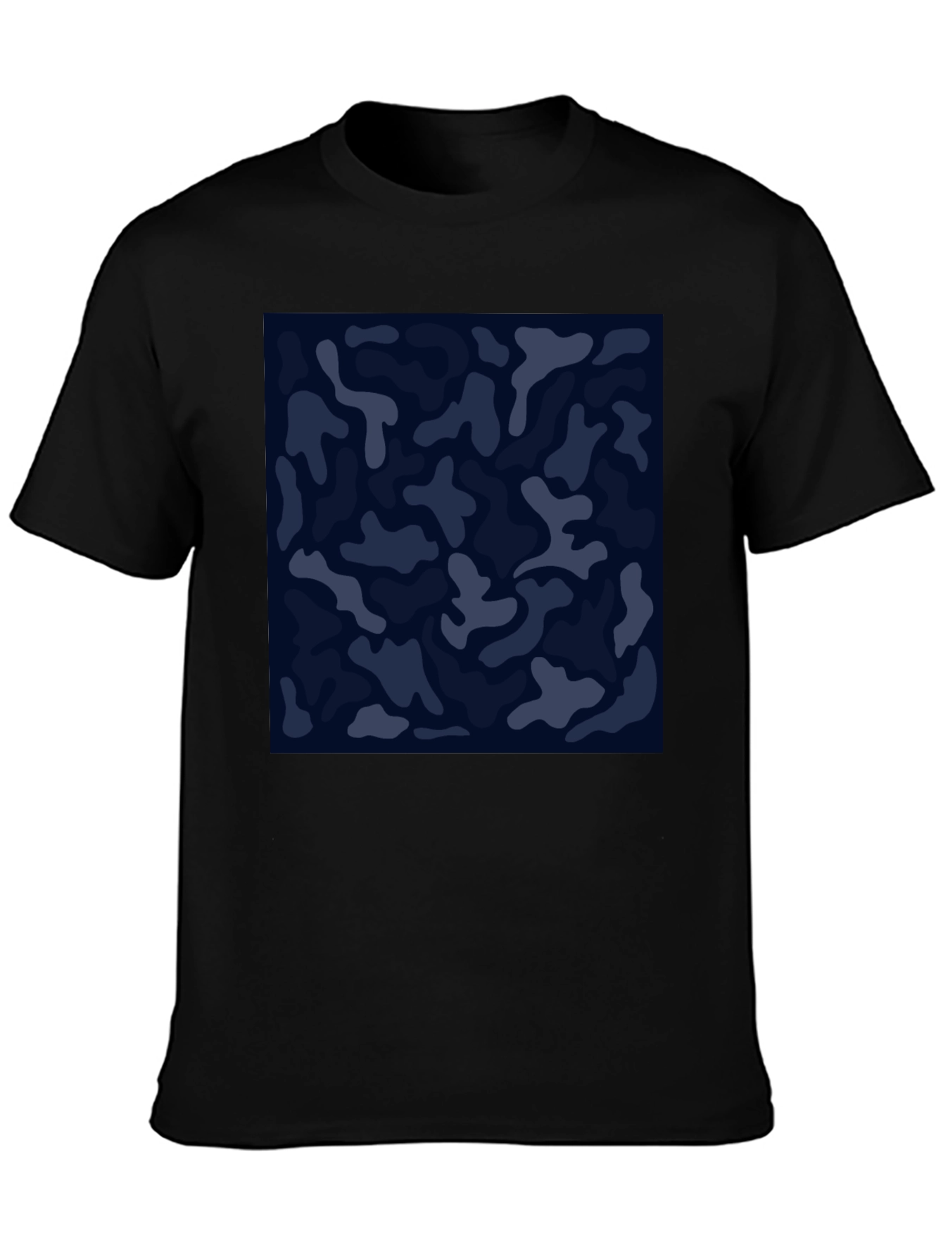 Mens Camo Print Black Crew Neck T-Shirt