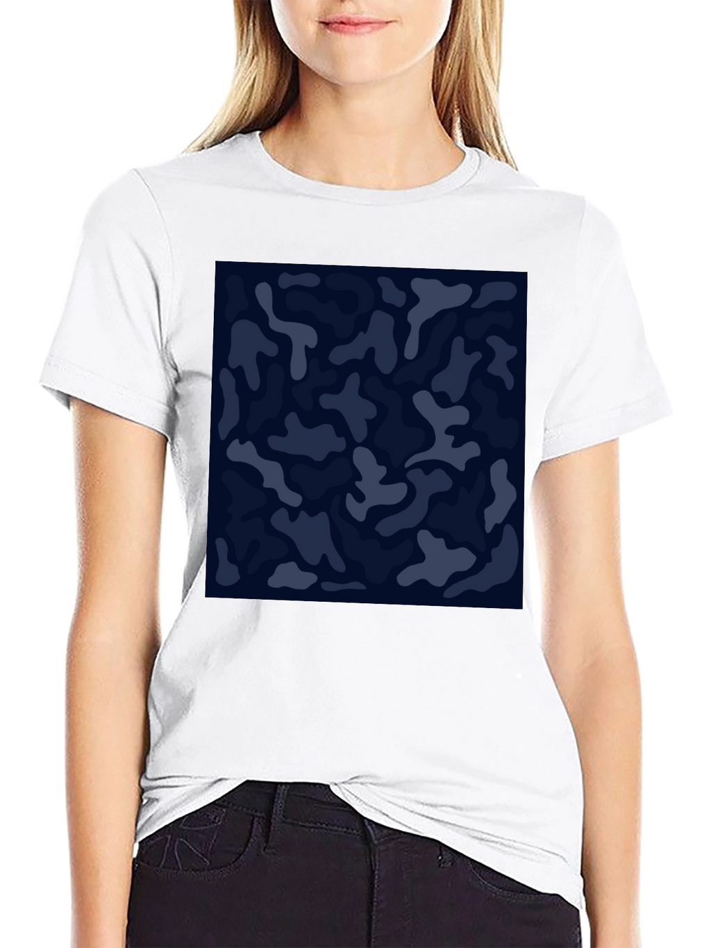 Mens Camo Print Black Crew Neck T-Shirt