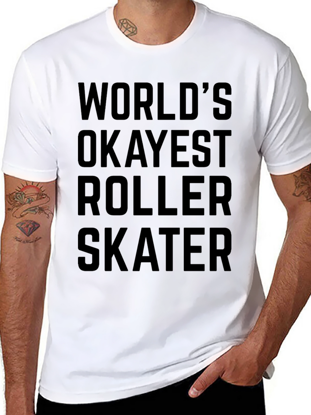 Worlds Okayest Roller Skater Black Graphic Tee