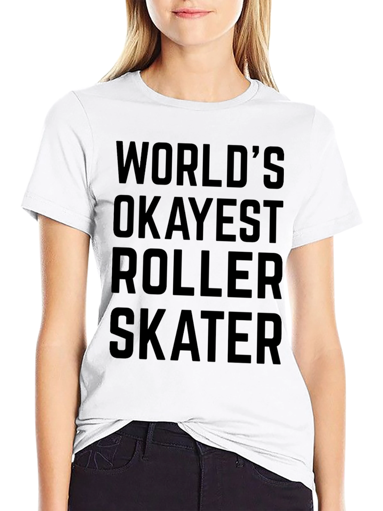 Worlds Okayest Roller Skater Black Graphic Tee