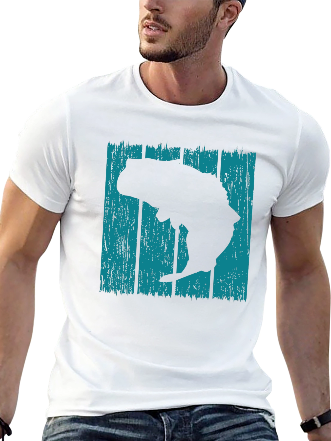 Retro Bass Fish Graphic T-Shirt - Black