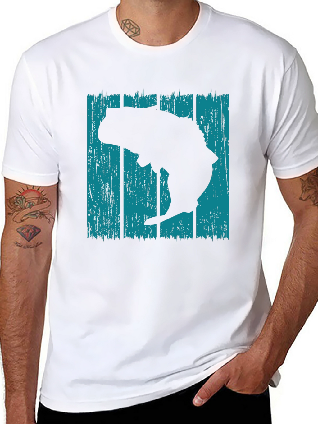 Retro Bass Fish Graphic T-Shirt - Black