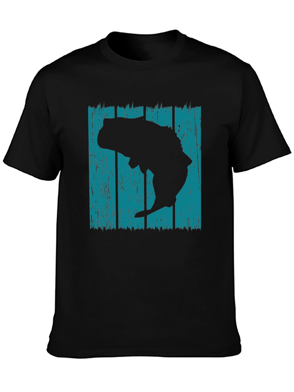 Retro Bass Fish Graphic T-Shirt - Black