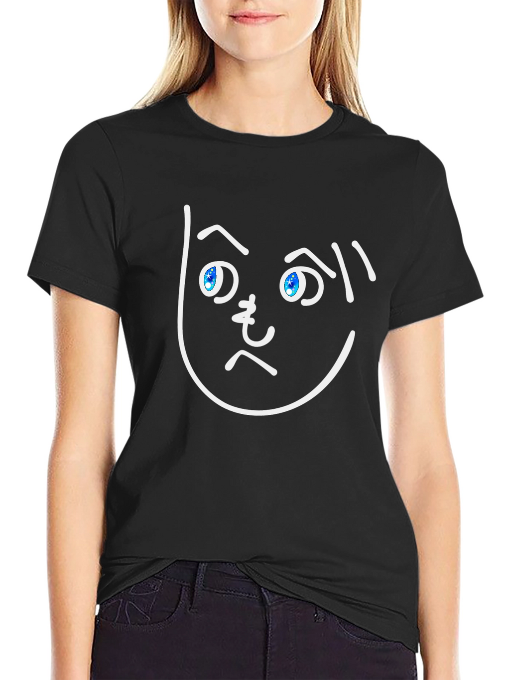 Funny Face Graphic Tee - Black Cotton T-Shirt