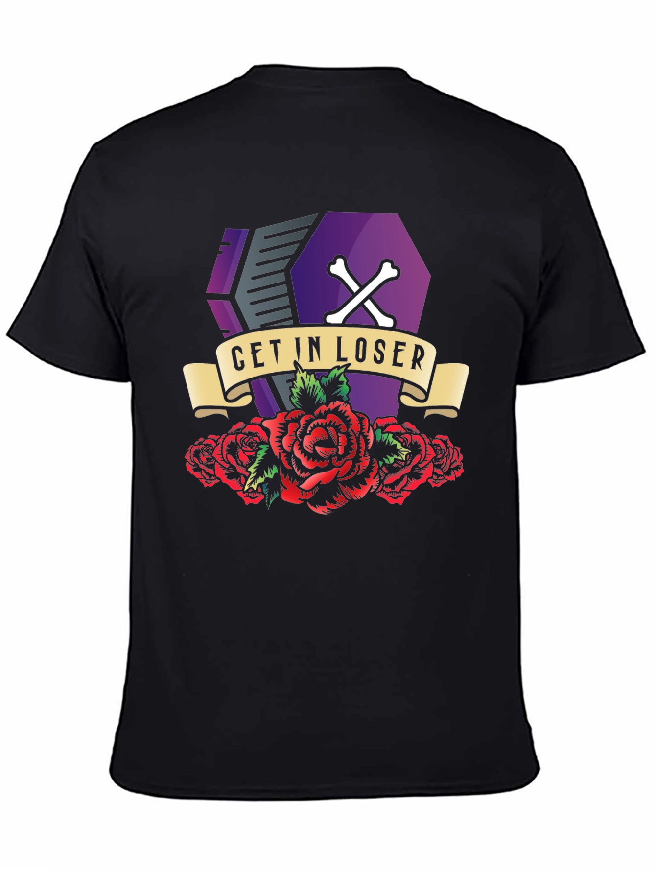 Get In Loser Coffin Roses T-Shirt