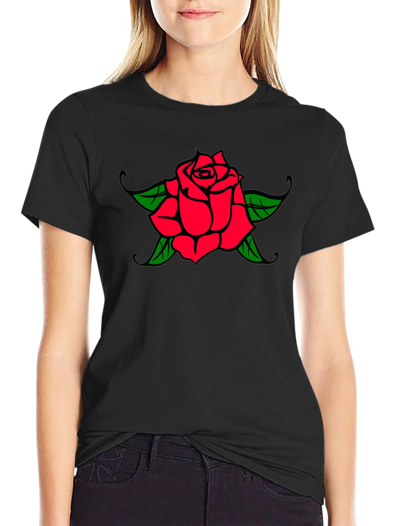 Rose Graphic Black T-Shirt