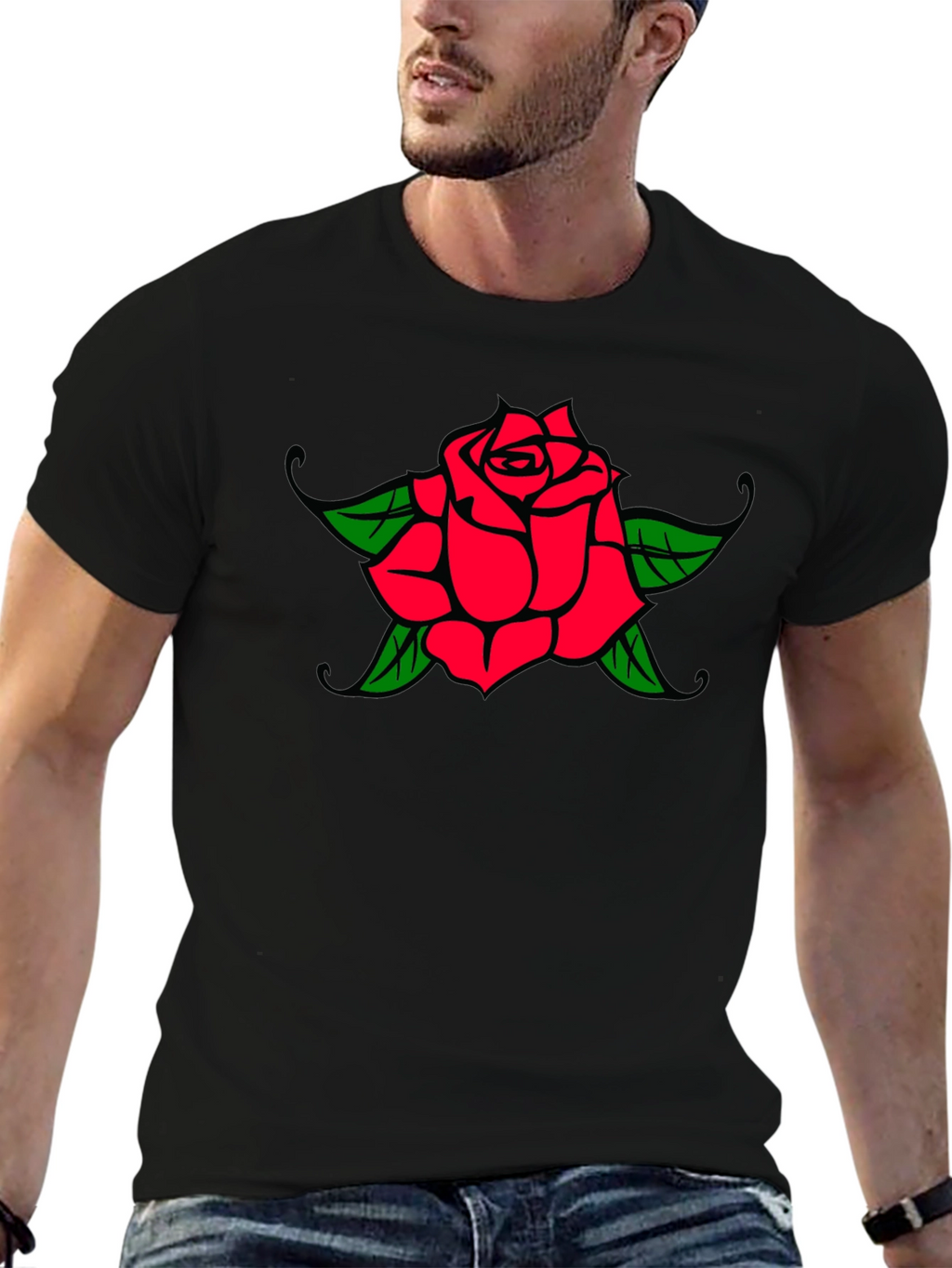 Rose Graphic Black T-Shirt