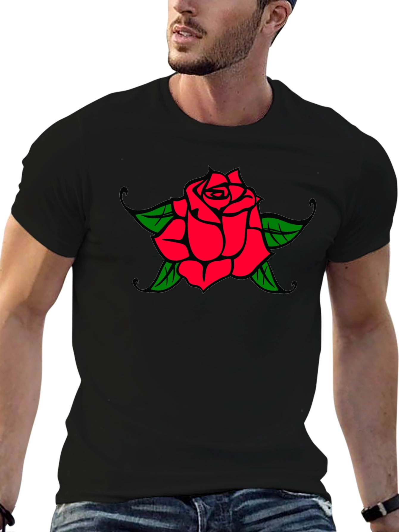 Rose Graphic Black T-Shirt