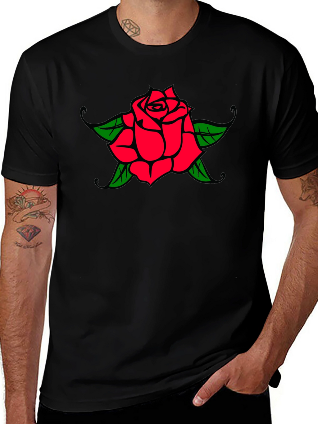 Rose Graphic Black T-Shirt