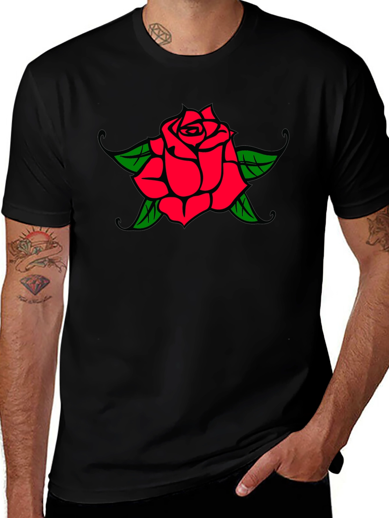 Rose Graphic Black T-Shirt