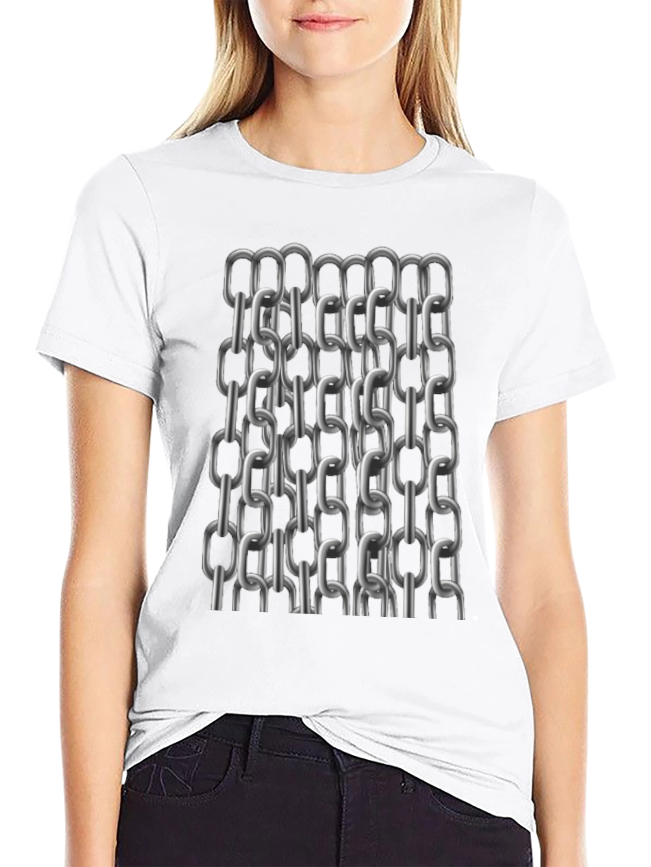 Metal Chain Print T-Shirt - Modern Black Tee