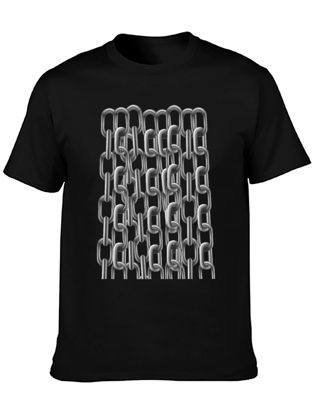 Metal Chain Print T-Shirt - Modern Black Tee