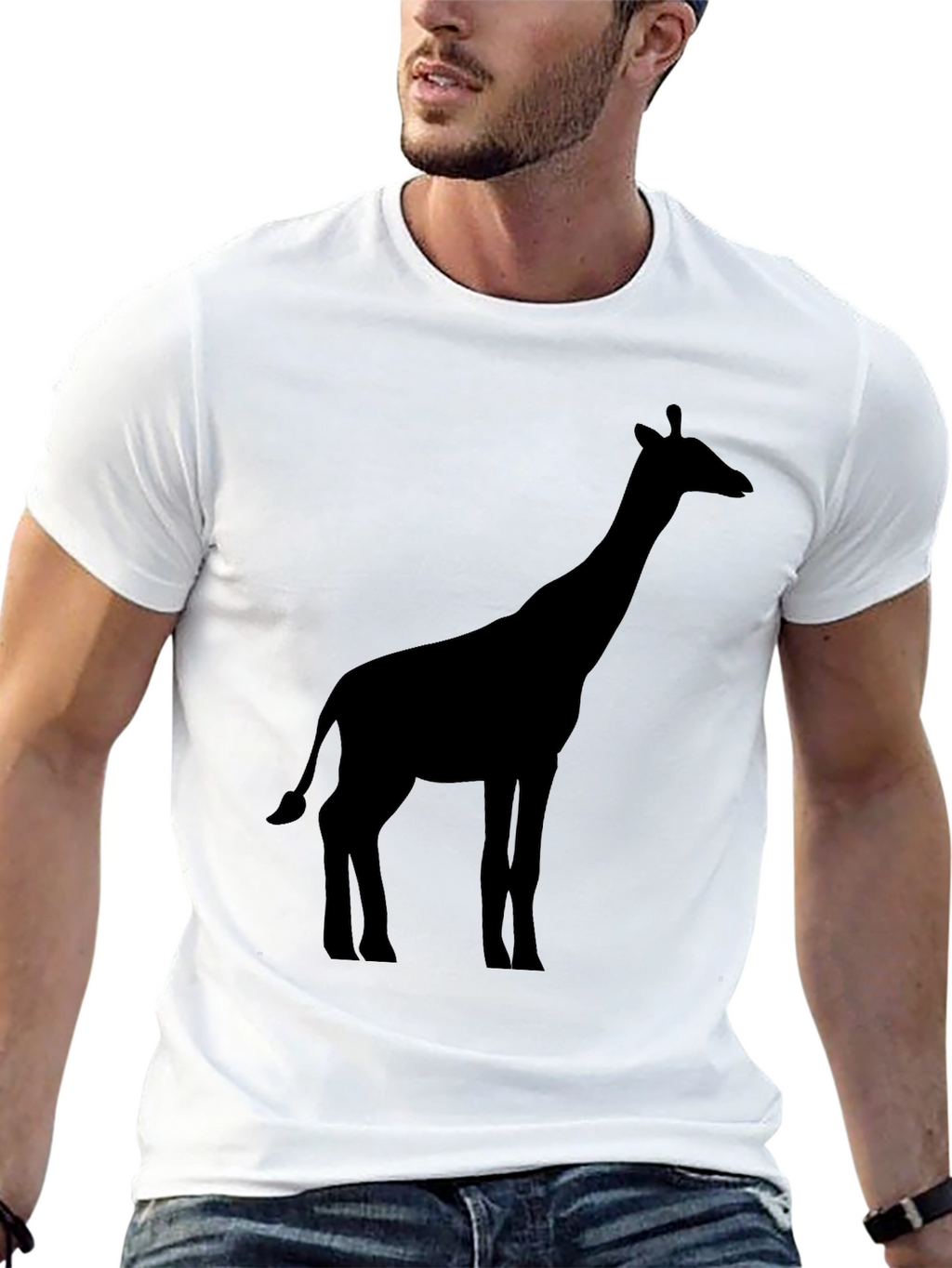 Giraffe Silhouette Black T-Shirt