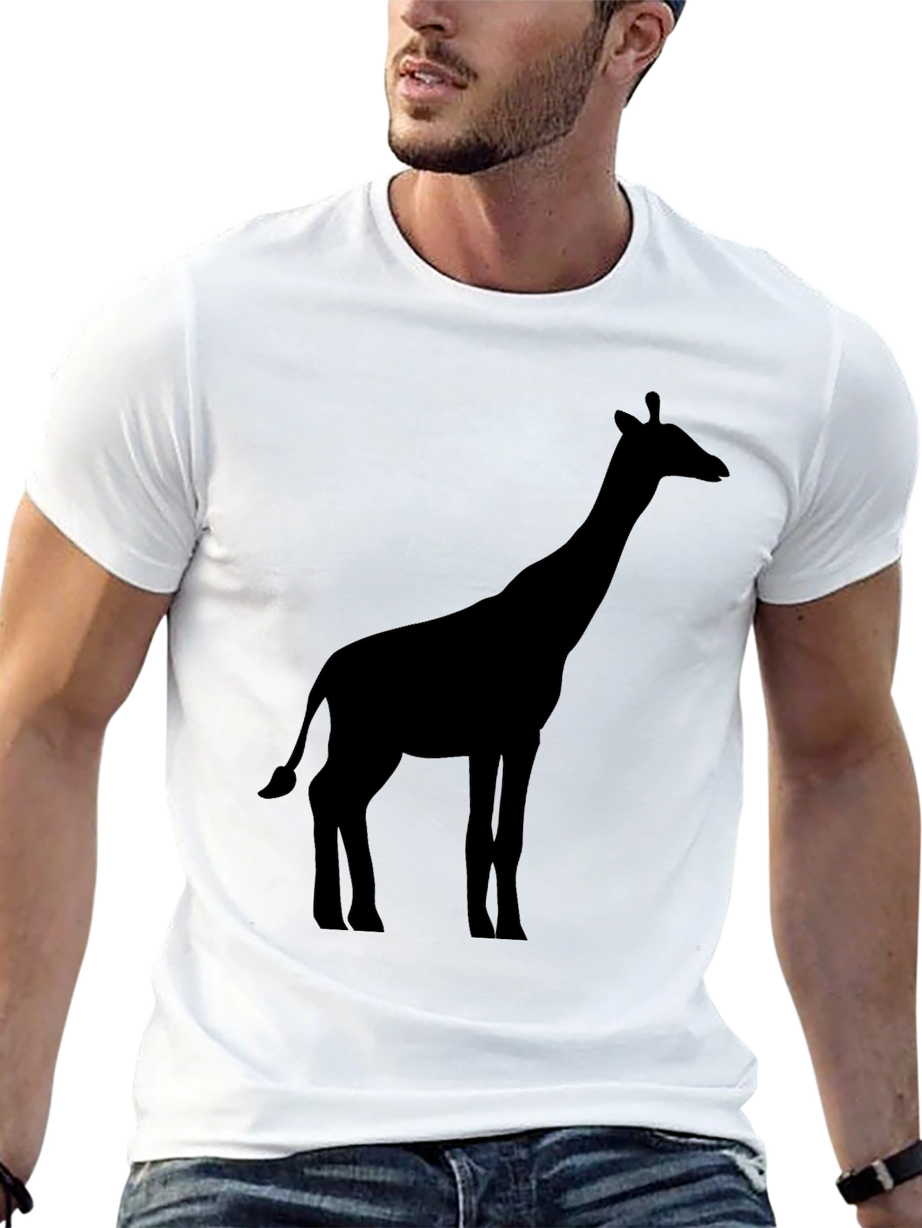 Giraffe Silhouette Black T-Shirt