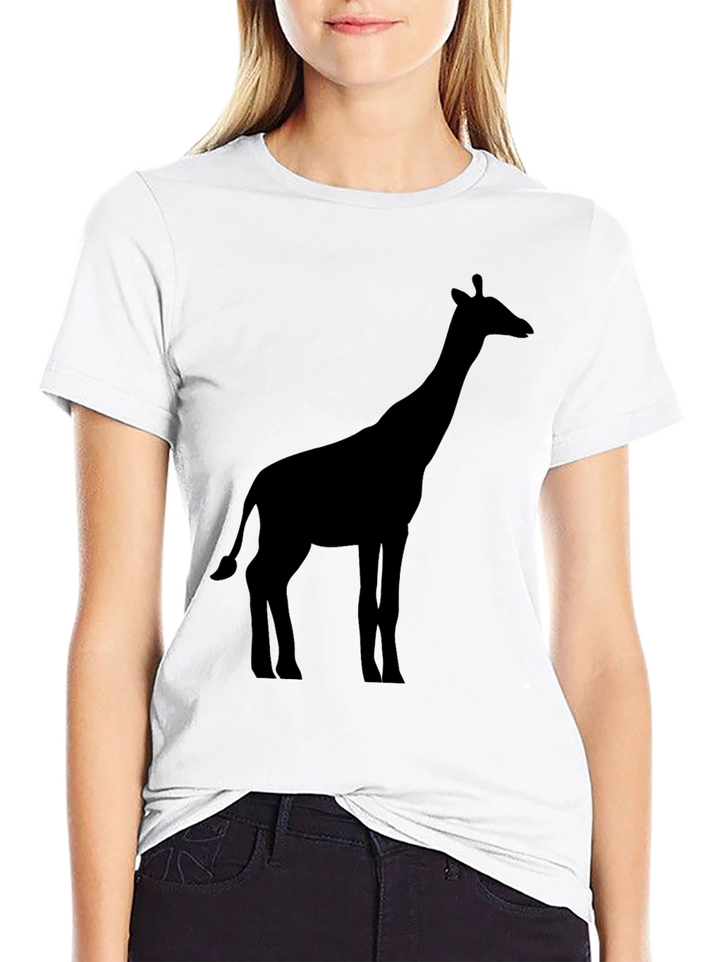 Giraffe Silhouette Black T-Shirt