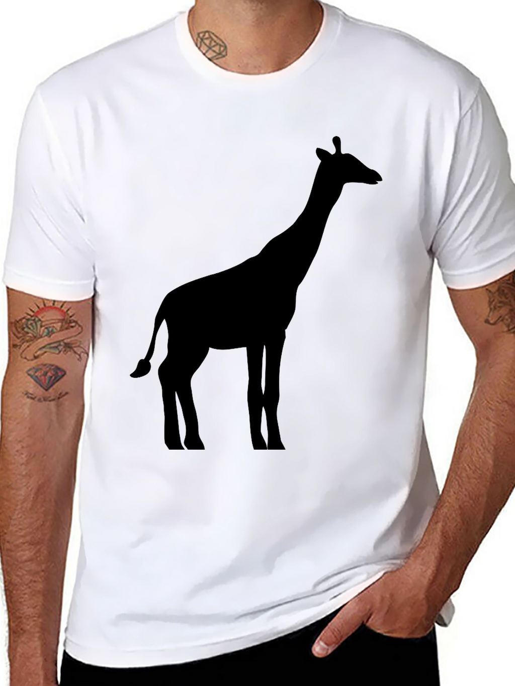 Giraffe Silhouette Black T-Shirt