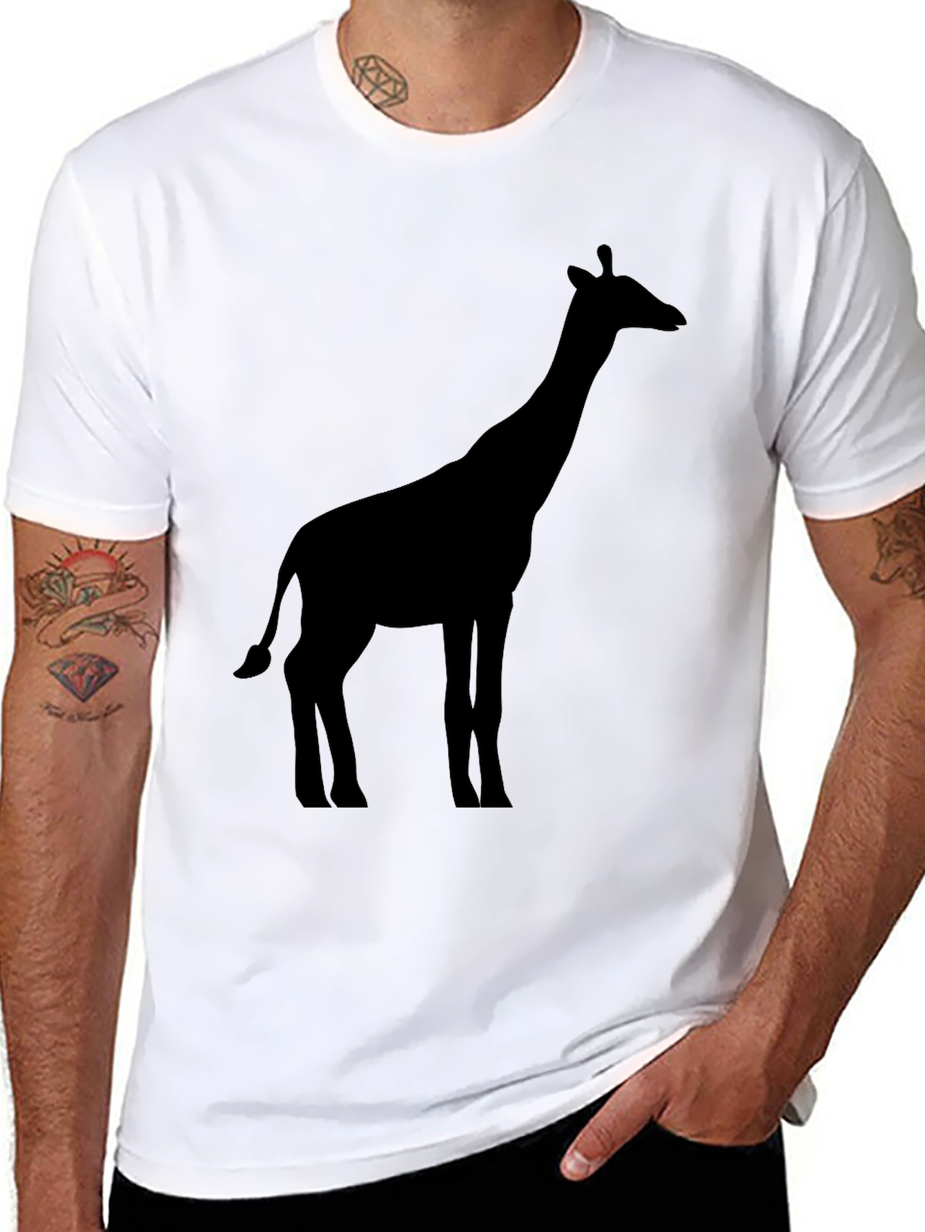 Giraffe Silhouette Black T-Shirt