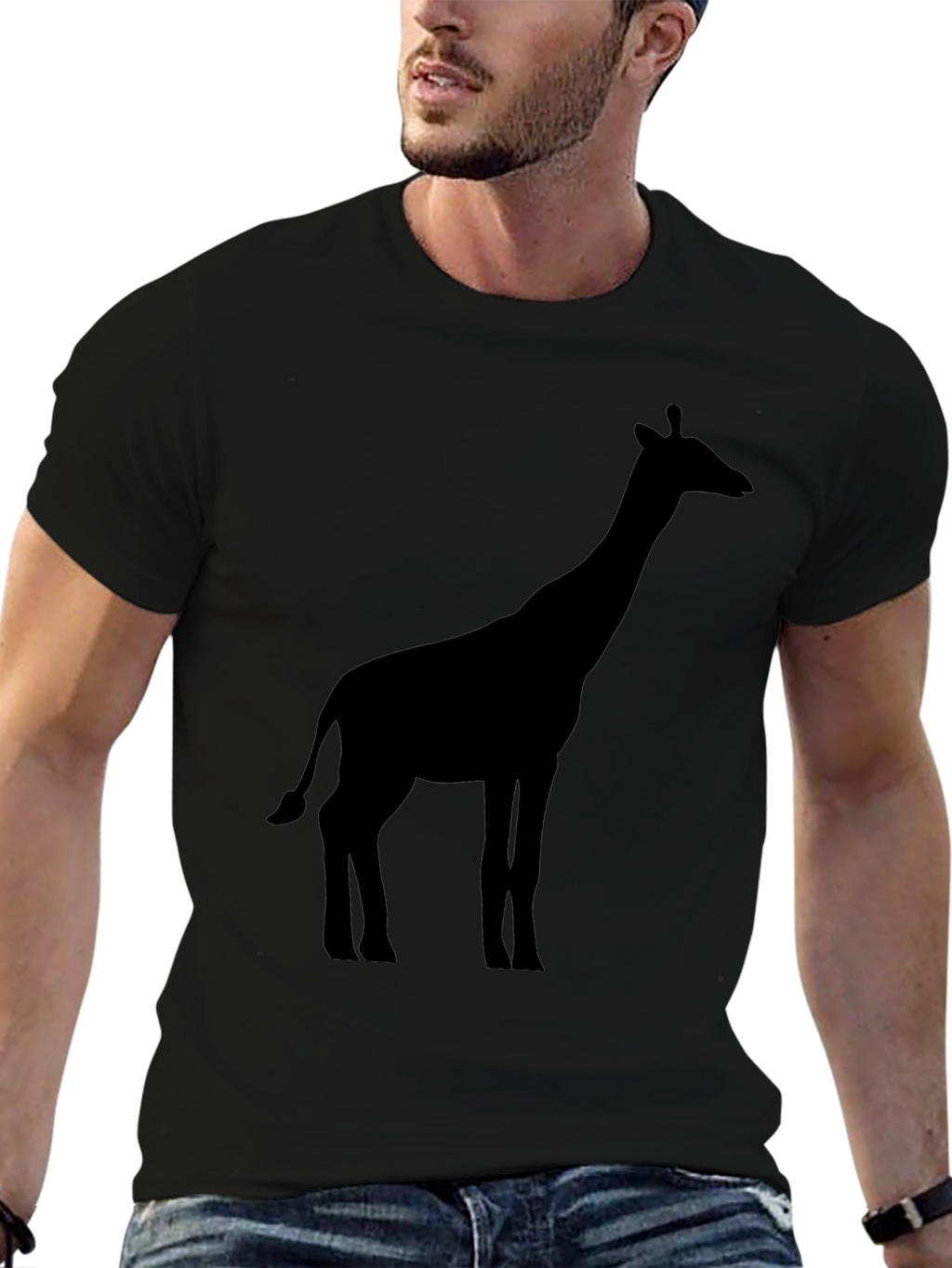 Giraffe Silhouette Black T-Shirt