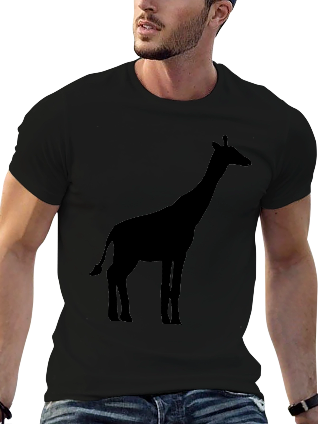 Giraffe Silhouette Black T-Shirt