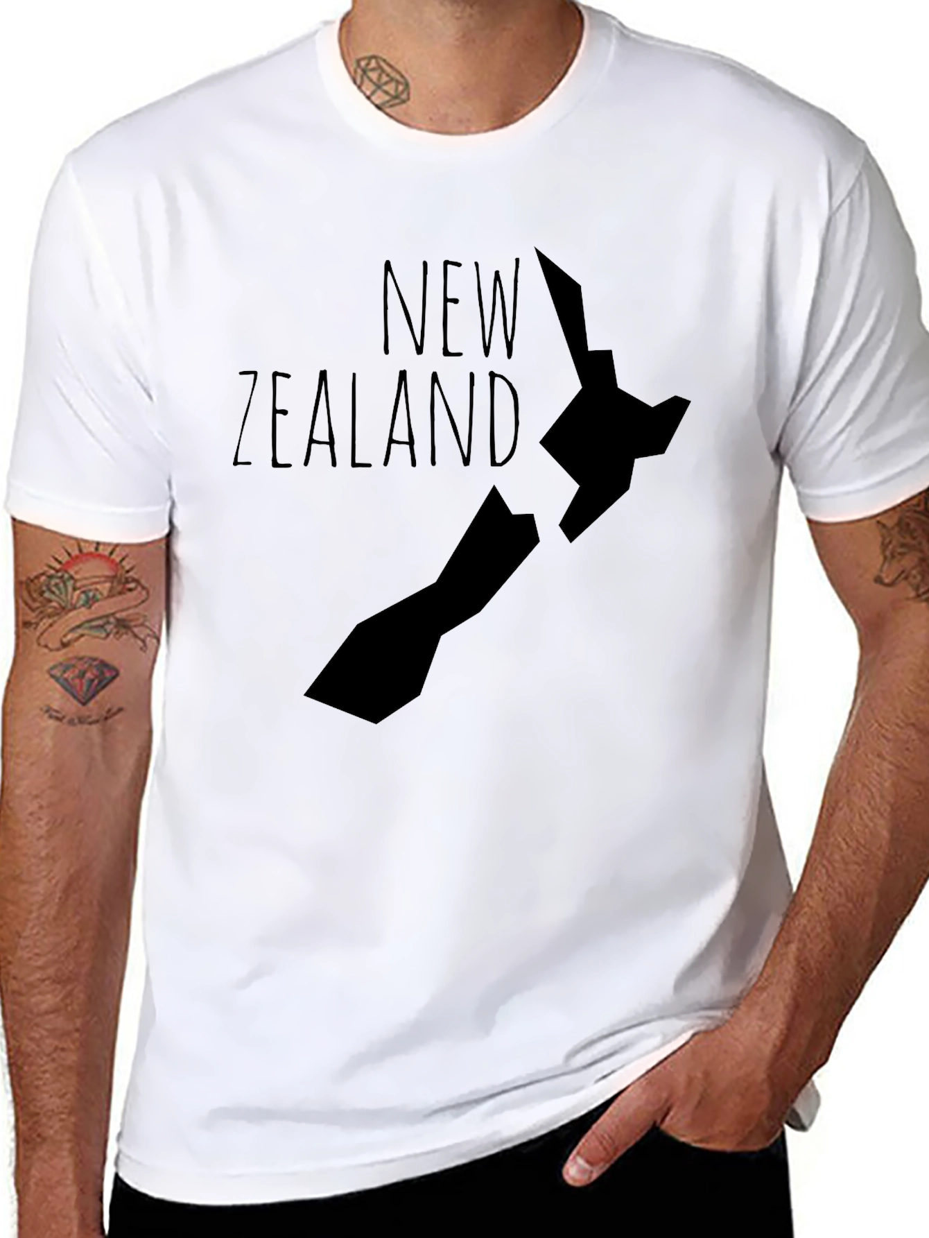 New Zealand Map Graphic Tee - Black
