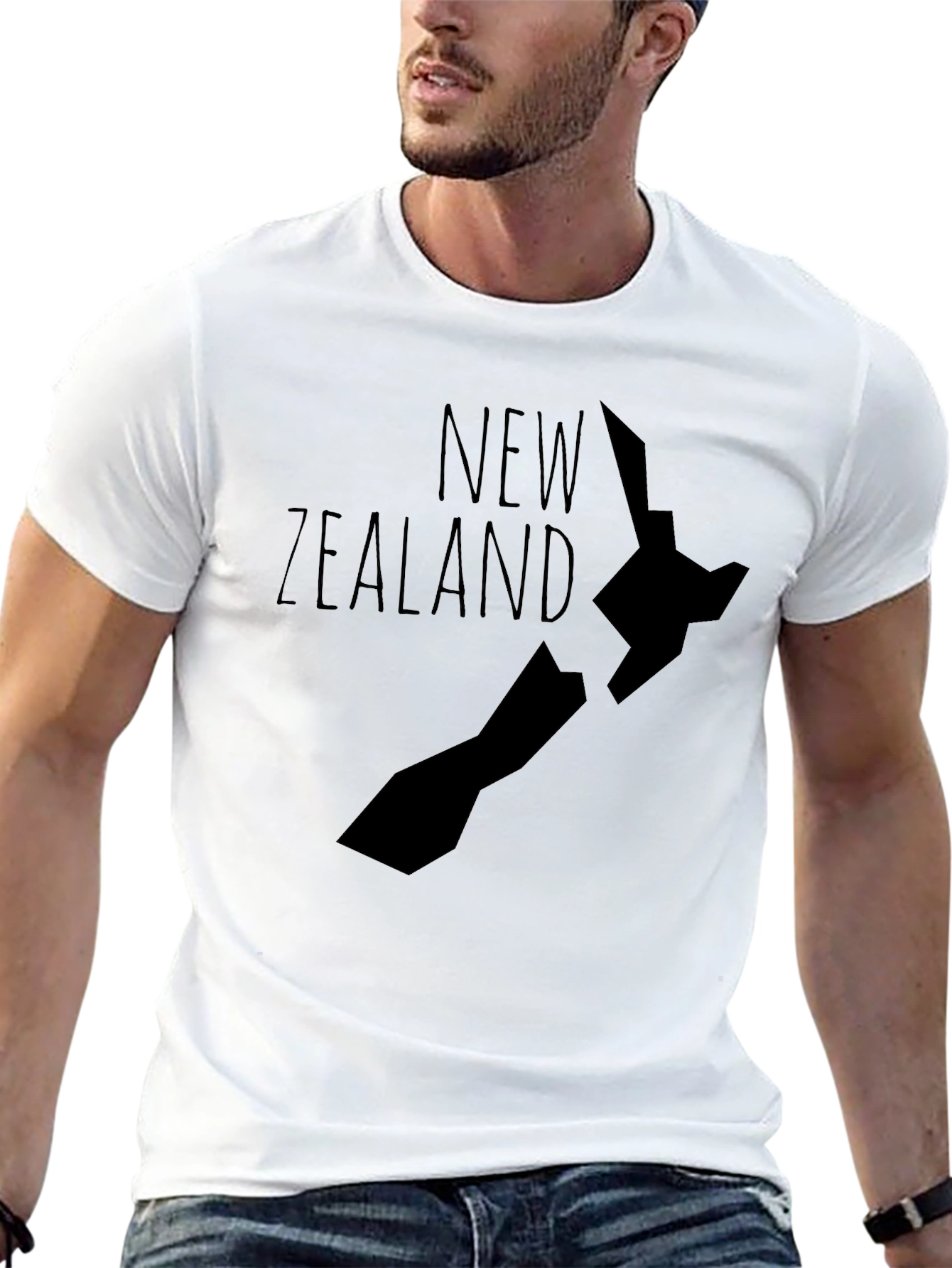 New Zealand Map Graphic Tee - Black