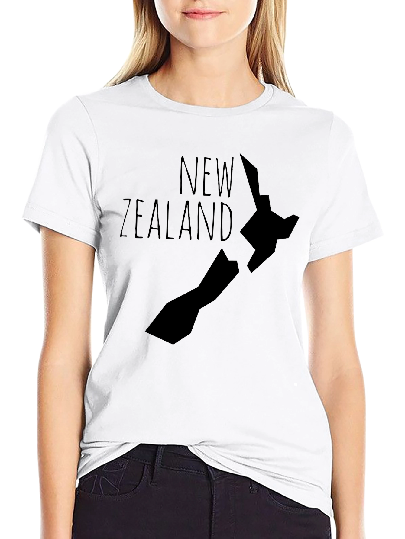 New Zealand Map Graphic Tee - Black