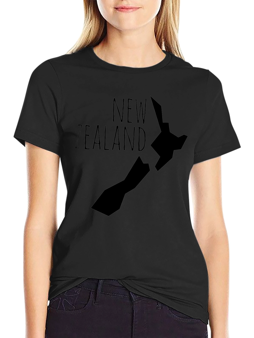 New Zealand Map Graphic Tee - Black