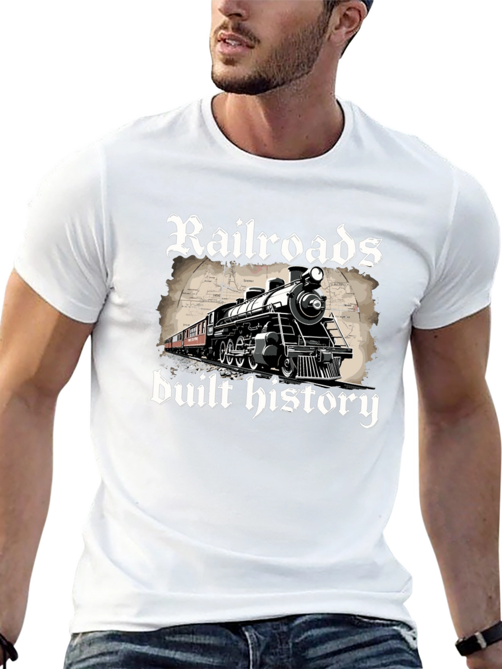 Railroads Built History Graphic T-Shirt