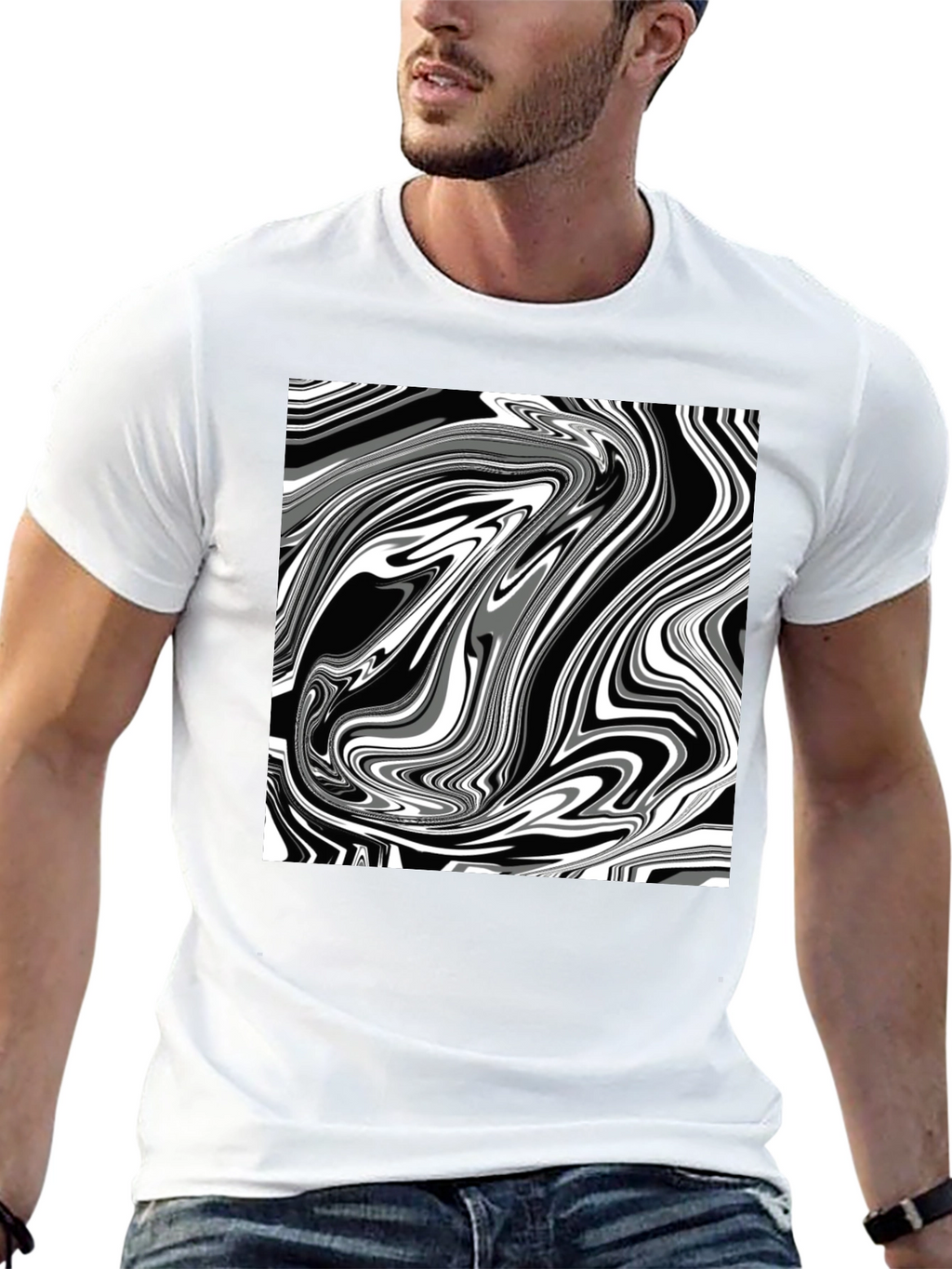 Abstract Swirl Graphic Tee - Modern Style