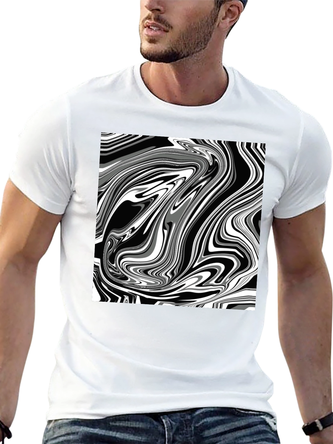 Abstract Swirl Graphic Tee - Modern Style