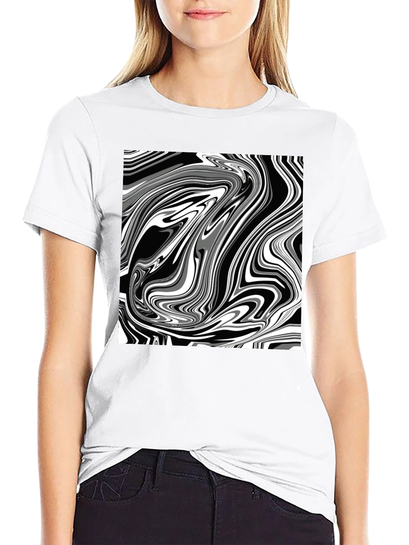 Abstract Swirl Graphic Tee - Modern Style