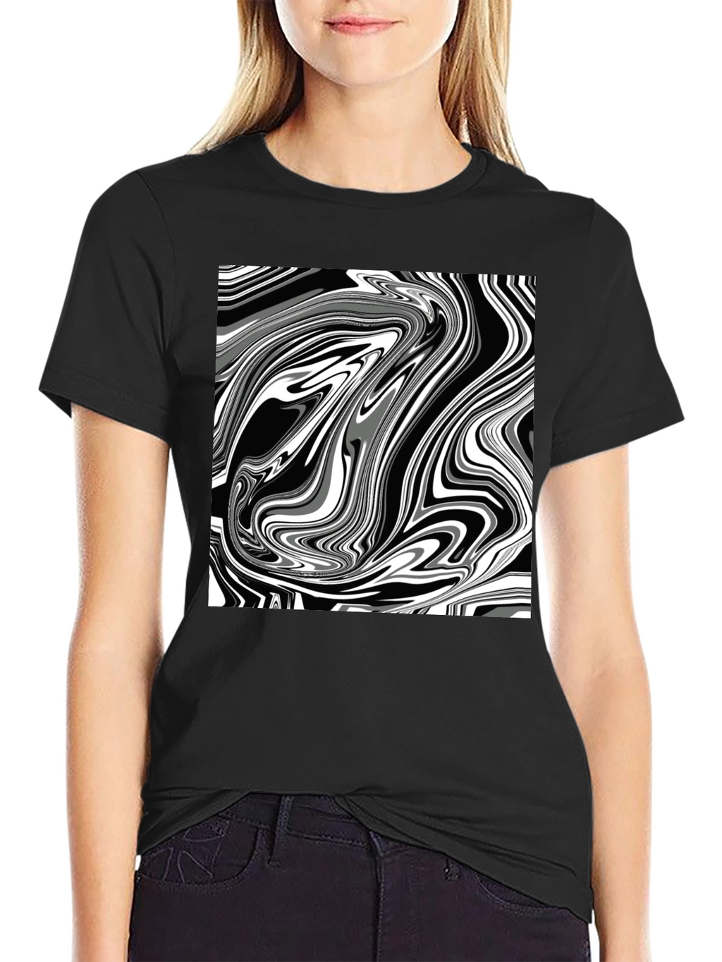 Abstract Swirl Graphic Tee - Modern Style